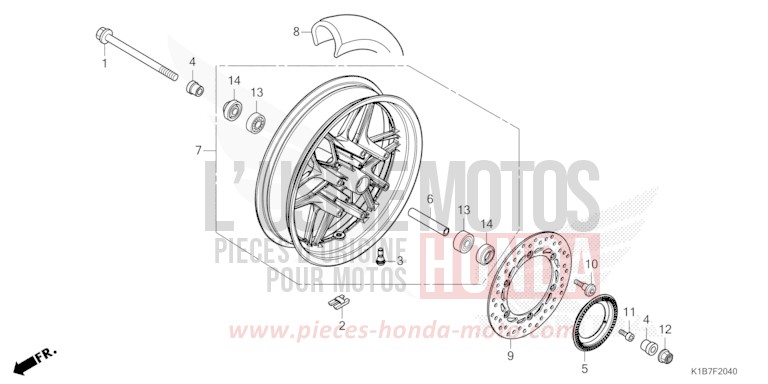 FRONT WHEEL for Forza 350 MAT CYNOS GRAY METALLIC (NH312) from 2021